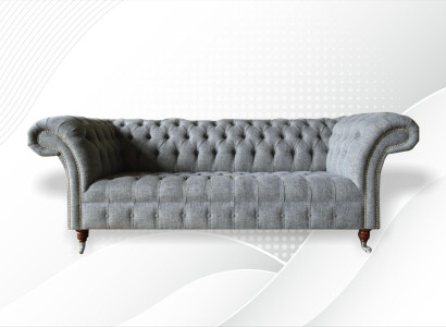 Fabric Sofa Couch Upholstery Suite 3 Seater Couches Sofas Chesterfield Gray Velvet